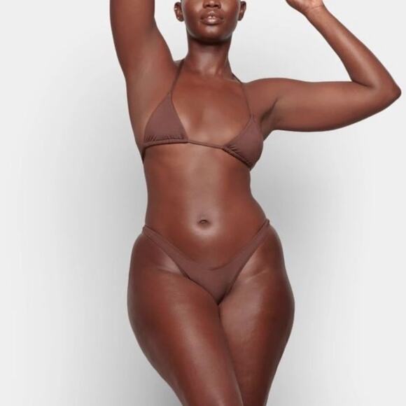 NWT Skims‎ Recycled Swim Micro Tanga Cheeky Bikini Bottoms Cocoa 4X Brown - Picture 1 of 6